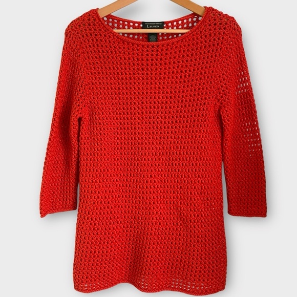 Lauren Ralph Lauren Crochet Knit Sweater - Picture 1 of 6